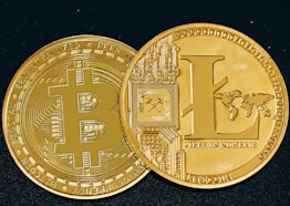 a close up of a gold bit coin