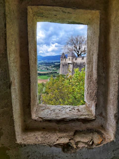 Scenic view of the nearby castle and gardens from the hostel’s window.