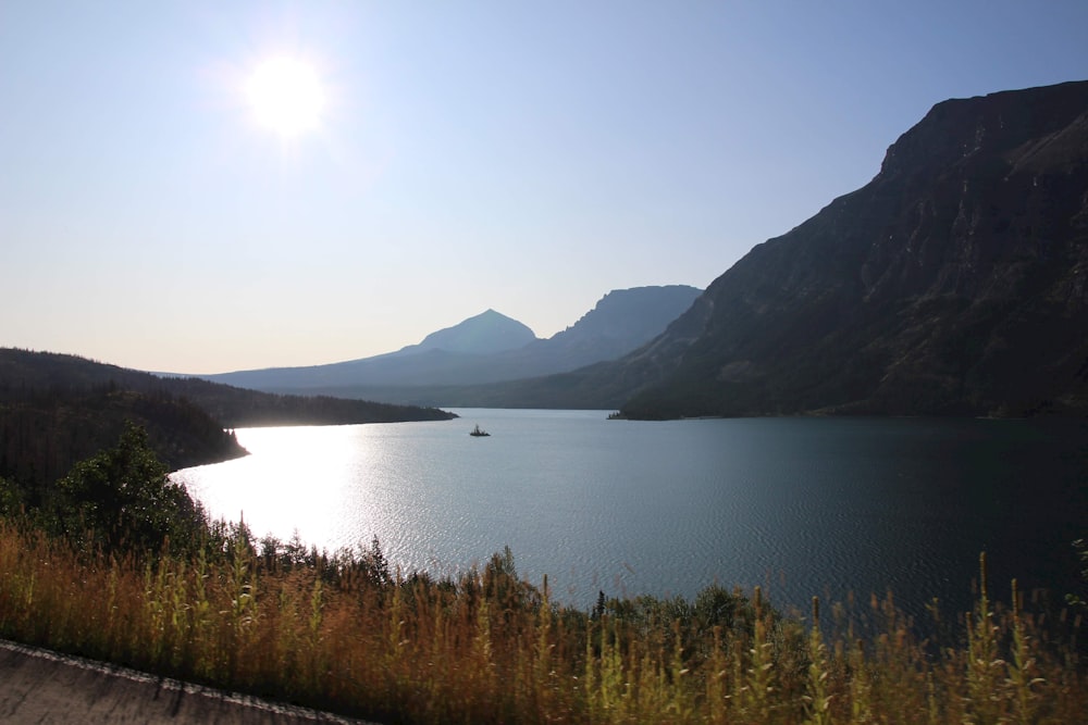 a large body of water surrounded by mountains