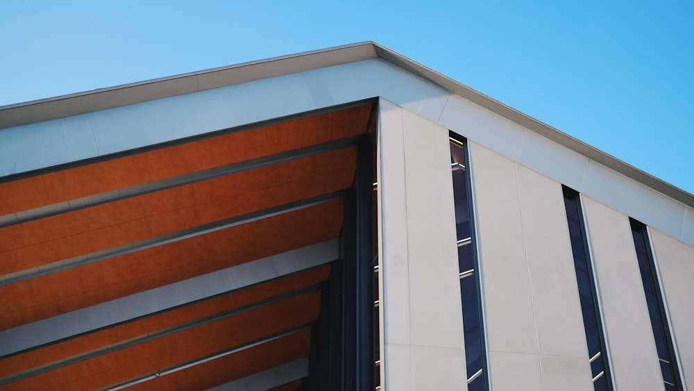 a close up of a building with a sky background