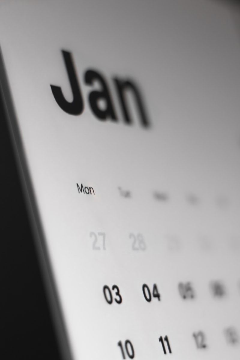 Black and white calendar detail