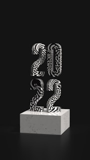 Limited edition 3D printed sculpture displayed with a numbered plaque
