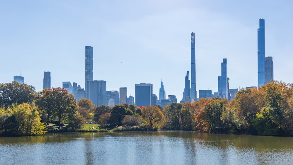 a view of a city from across a lake