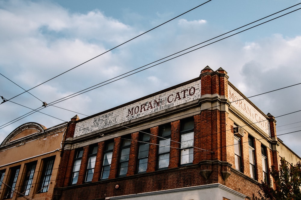 a building with a sign on the top of it