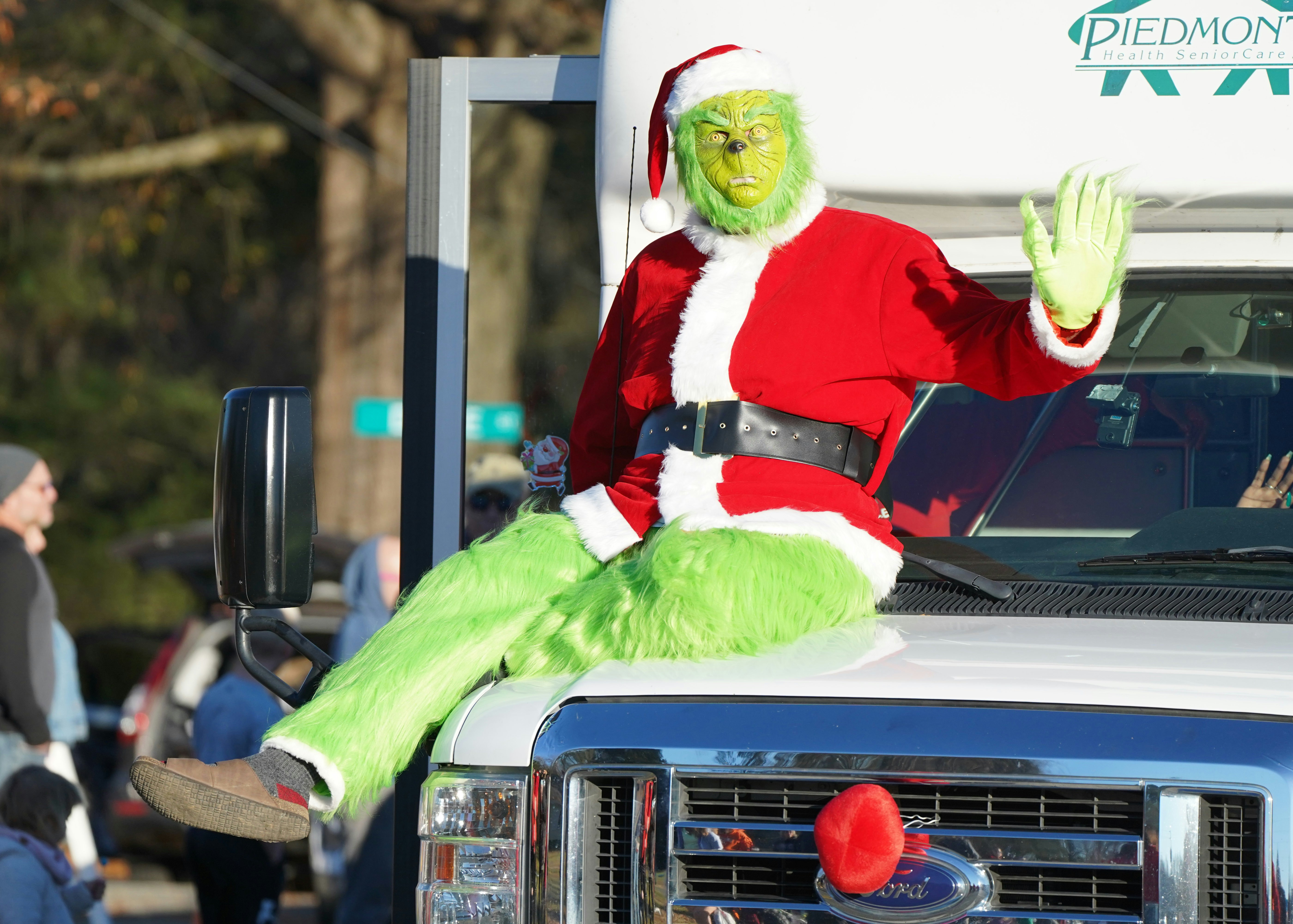 The Grinch makes an appearance at the Pittsboro Christmas Parade.