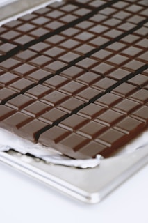 a close up of a chocolate bar on a tray