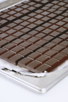 a close up of a chocolate bar on a tray