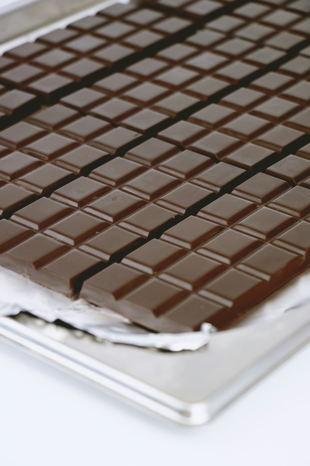 a close up of a chocolate bar on a tray