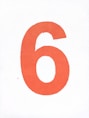 a close up of a number six on a white background