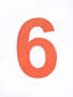 a close up of a number six on a white background