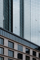 High-rise commercial building with reflective windows.