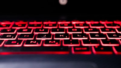 a close up view of a red keyboard