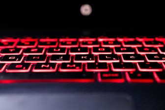 a close up view of a red keyboard