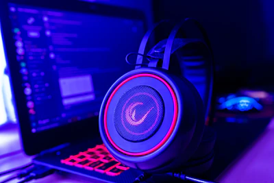 High-quality gaming headphones with a microphone and neon accents.