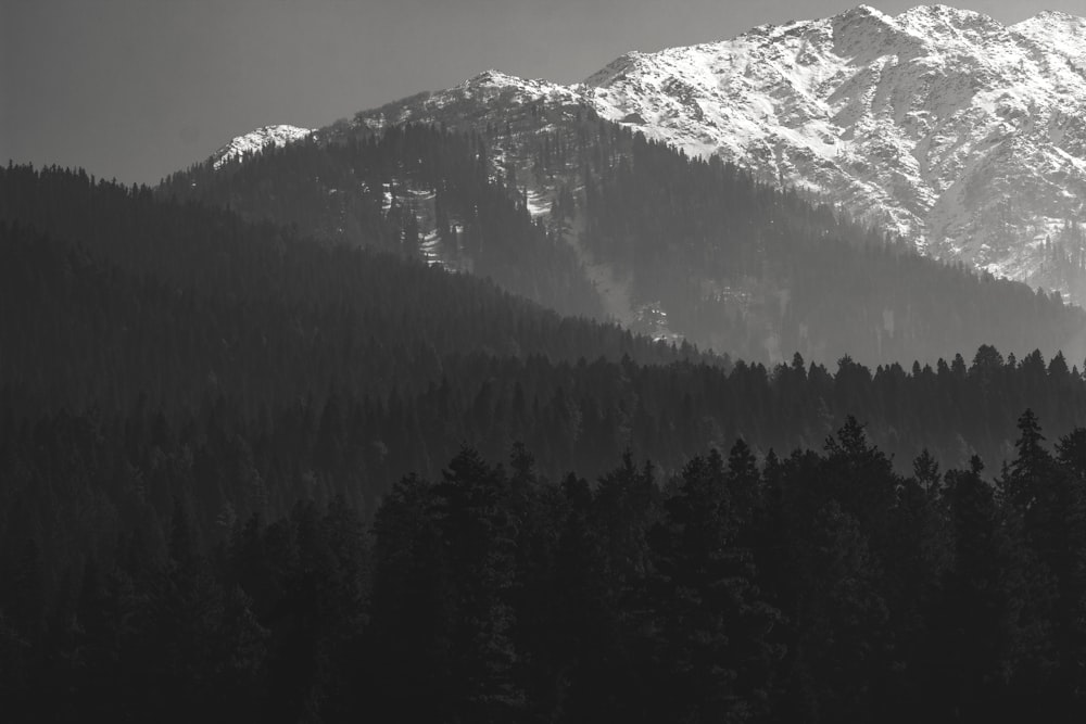 a black and white photo of a mountain range