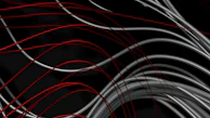 An abstract composition of thin lines and discreet buttons highlighted by deep red points of interest.