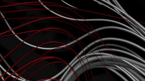 Abstract metallic lines intersecting over a dark background with deep red highlights.