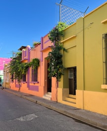 a row of colorful buildings on a city street