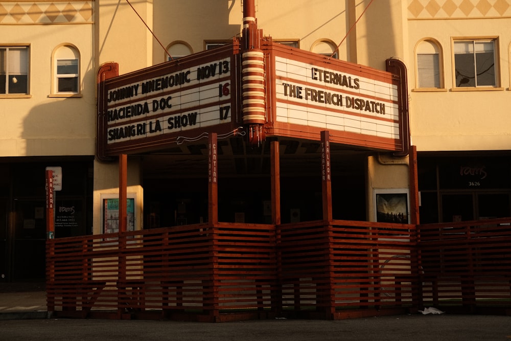 a building with a large sign on the front of it