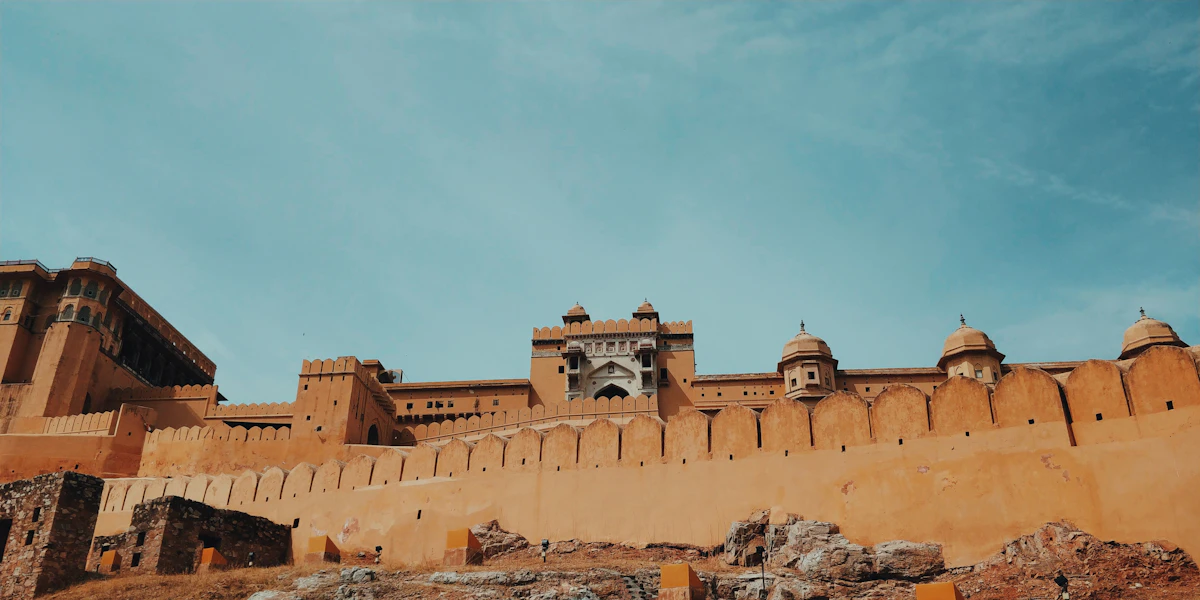 Amer (Amber) Fort on the hillside near Jaipur, Rajasthan, India