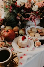 A beautifully arranged table with fresh fruits and vibrant dishes.