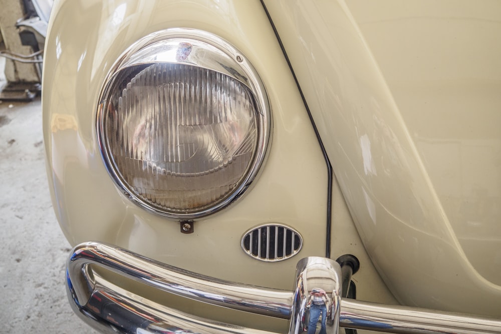 a close up of the front end of a car