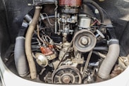 a close up of a car's engine and its components