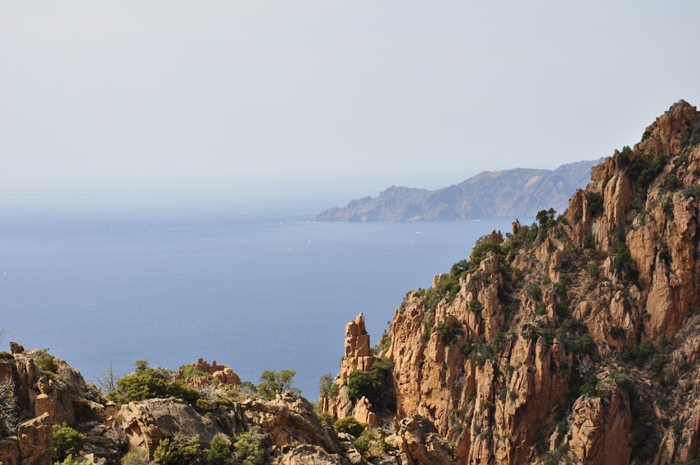 a view of the ocean from the top of a mountain