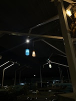 A stylish outdoor setup featuring various lighting options.