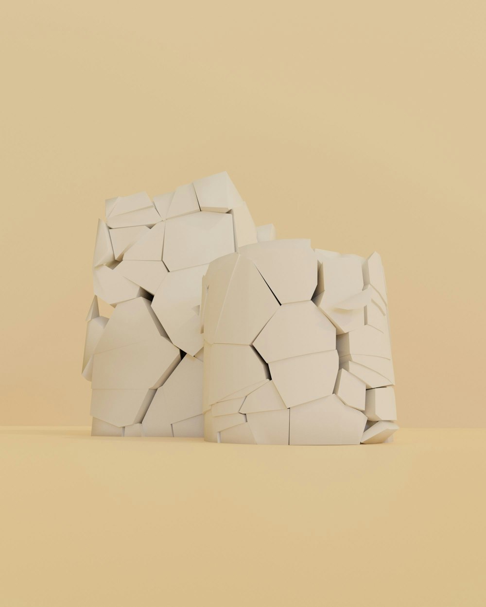 a pile of white boxes sitting on top of a table