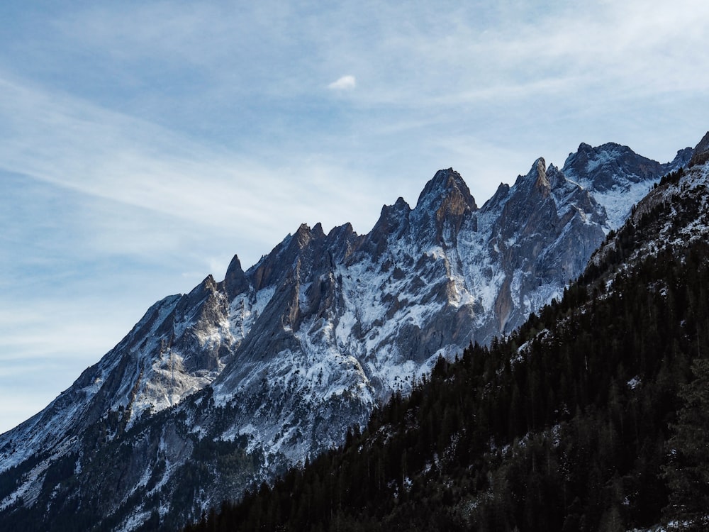 a mountain range with snow on the top of it