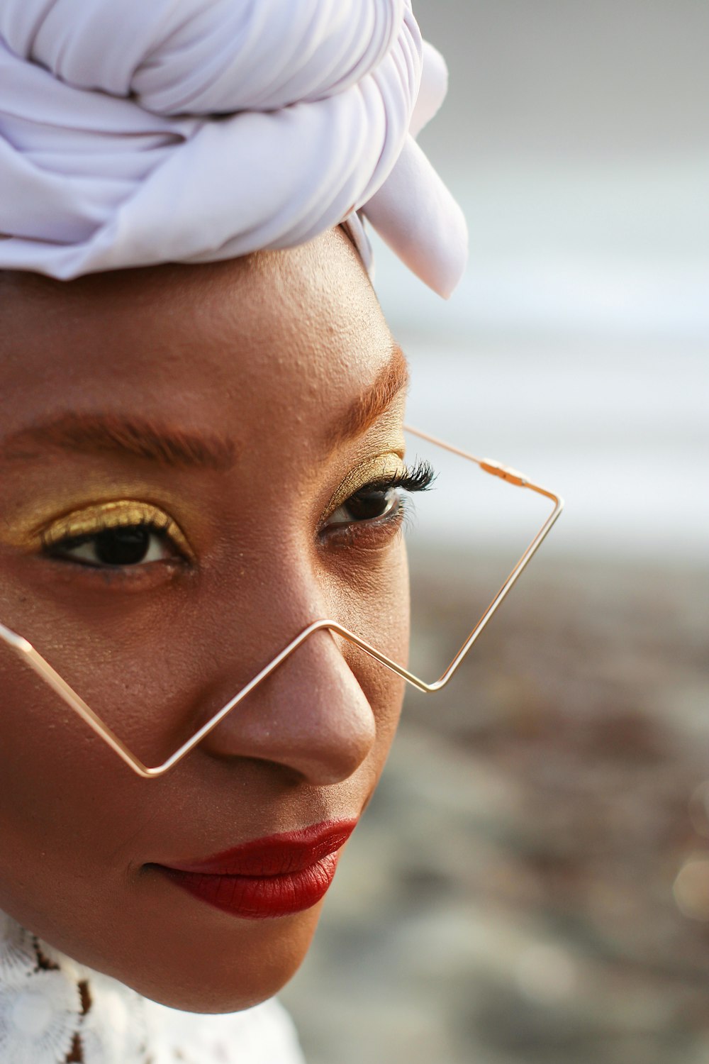 a close up of a person wearing a costume