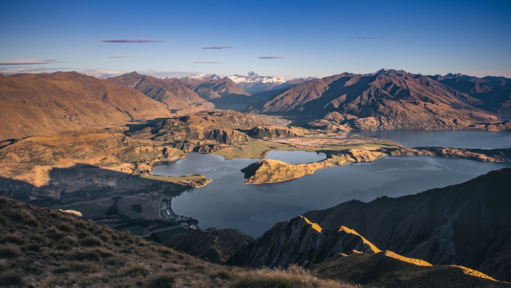 a large body of water surrounded by mountains