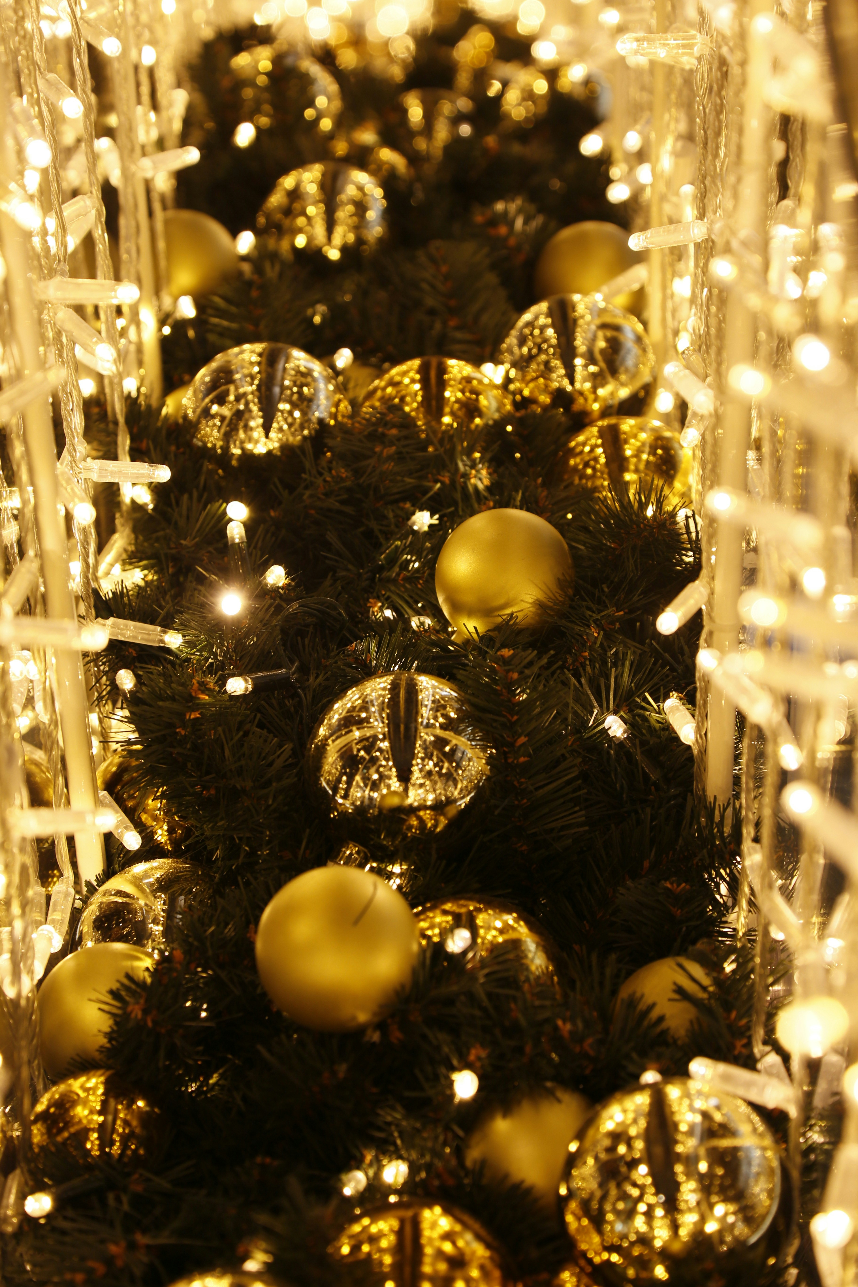 a close up of a christmas tree with ornaments
