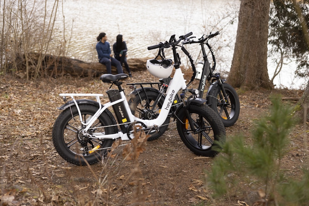 a couple of bikes parked next to each other