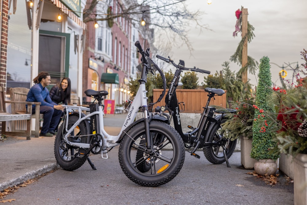 a couple of bikes parked next to each other