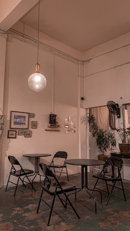 Cozy workshop room setup with simple furniture and clean lines.