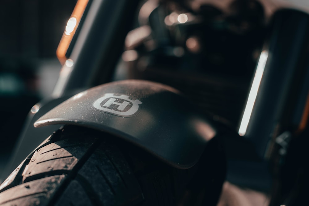 a close up of a tire on a motorcycle