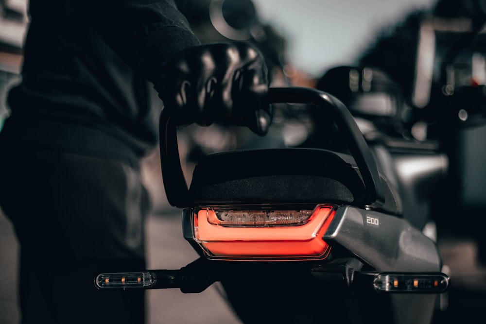 a close up of the tail light of a motorcycle