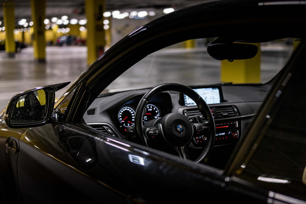 the interior of a car with a view of the dashboard