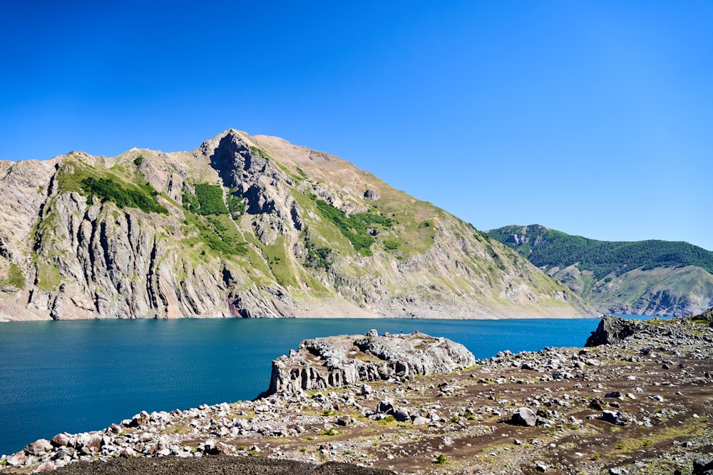 a large body of water surrounded by mountains