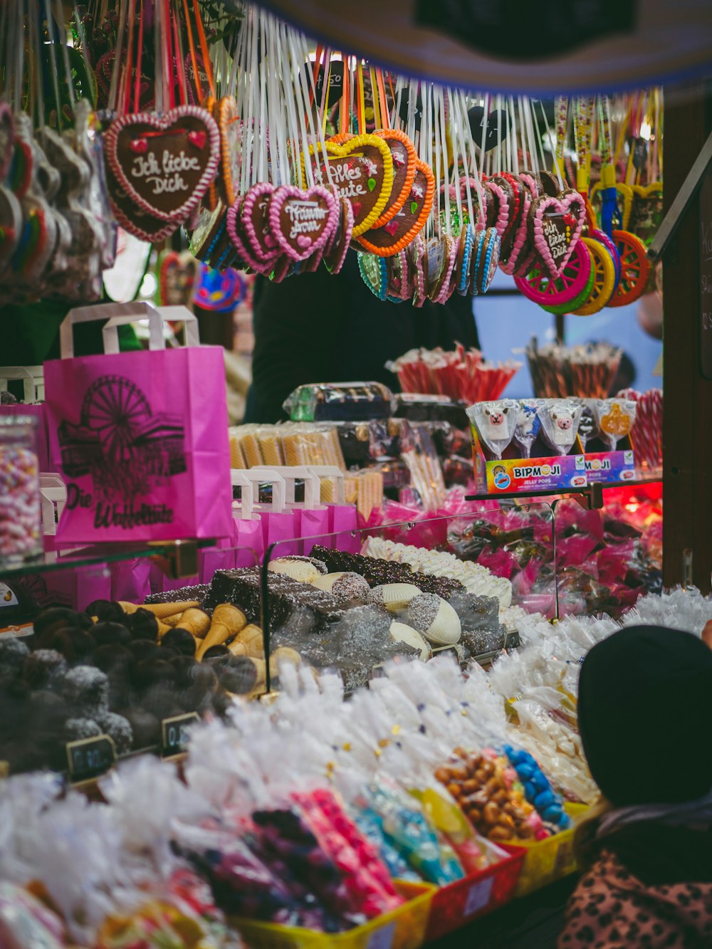 a market with lots of different types of candies