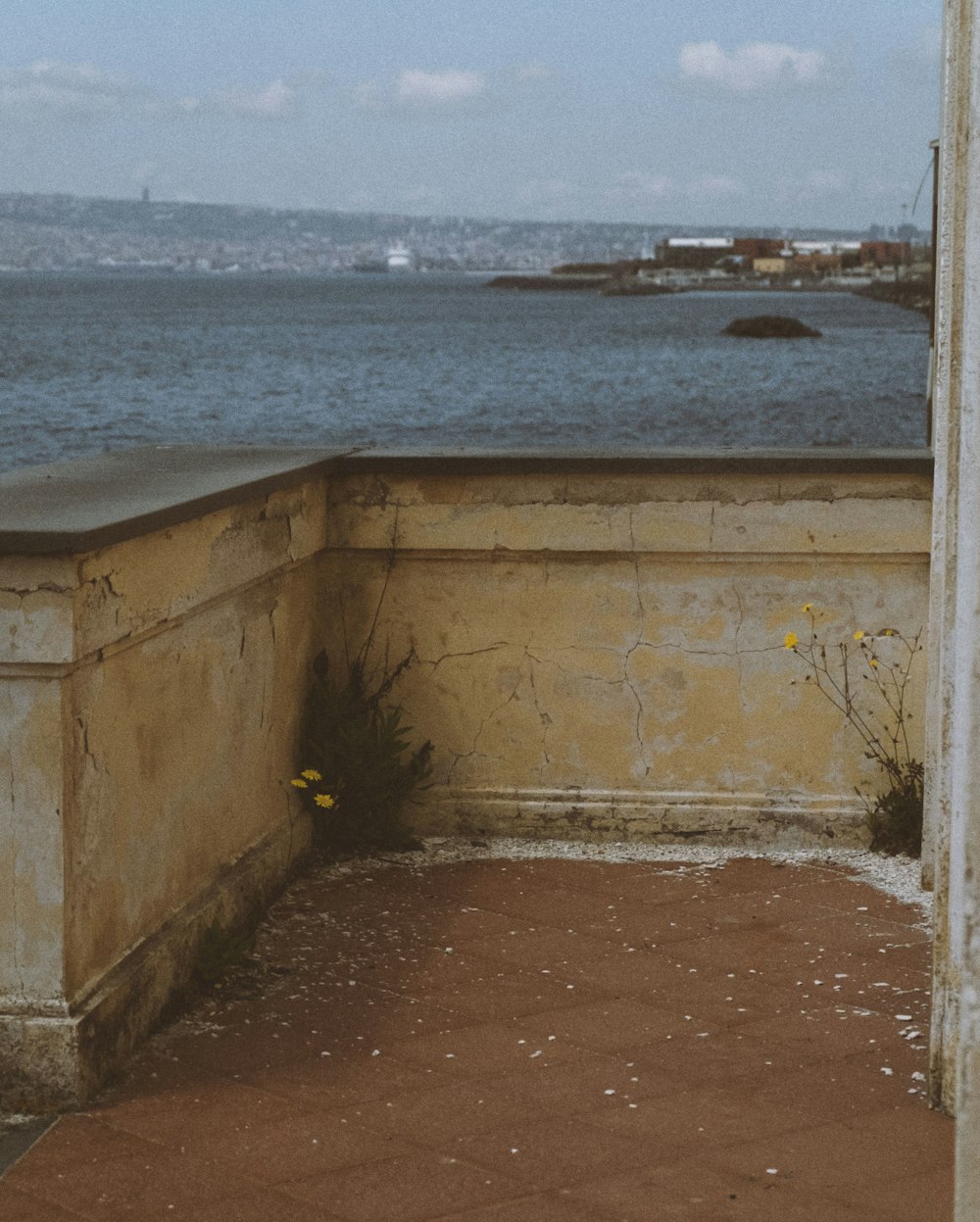 una vista de un cuerpo de agua desde un balcón