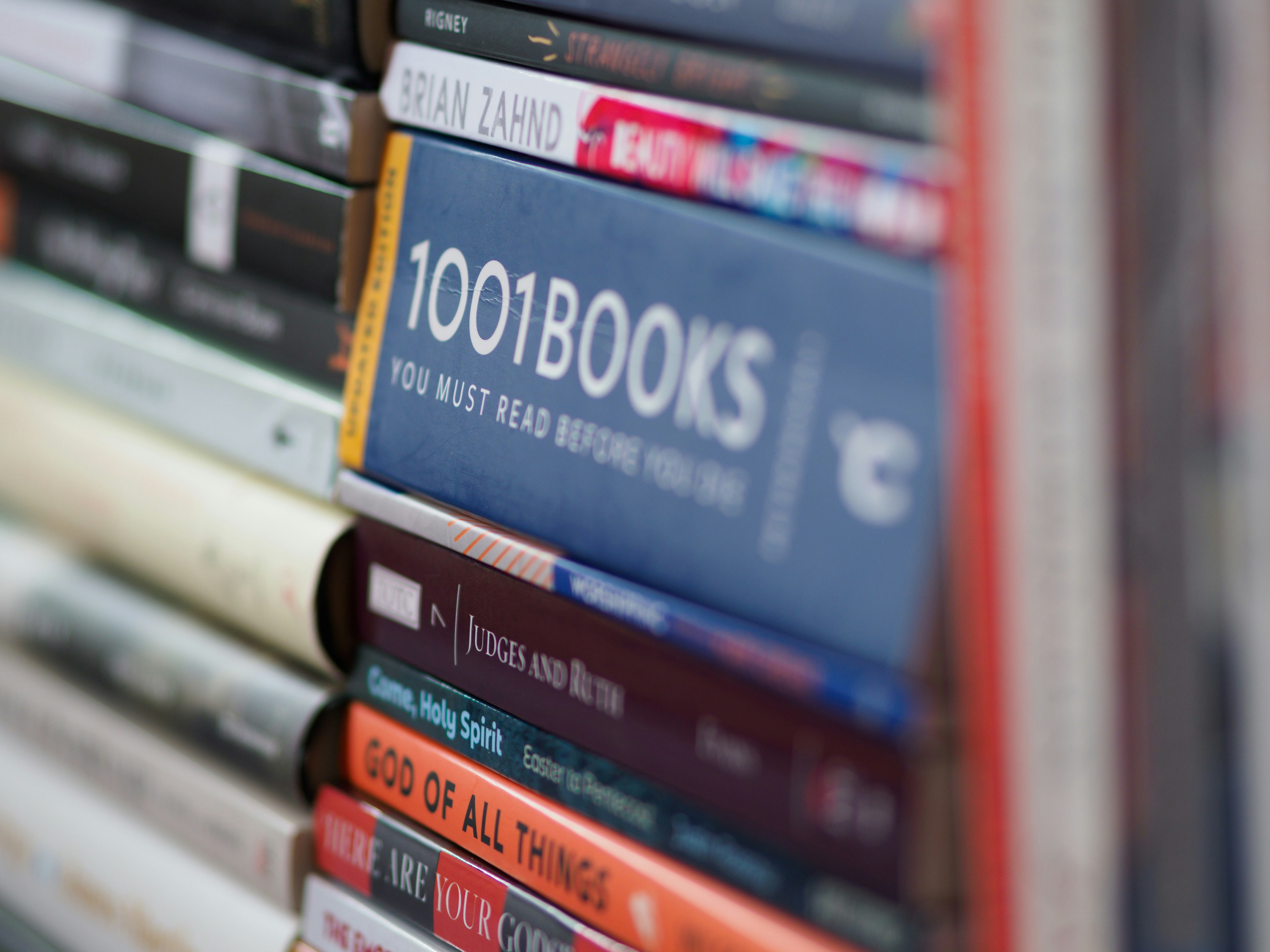 a stack of books sitting on top of each other