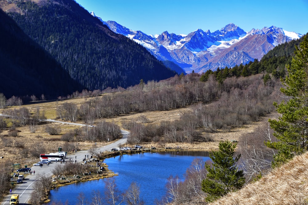 a large body of water surrounded by mountains