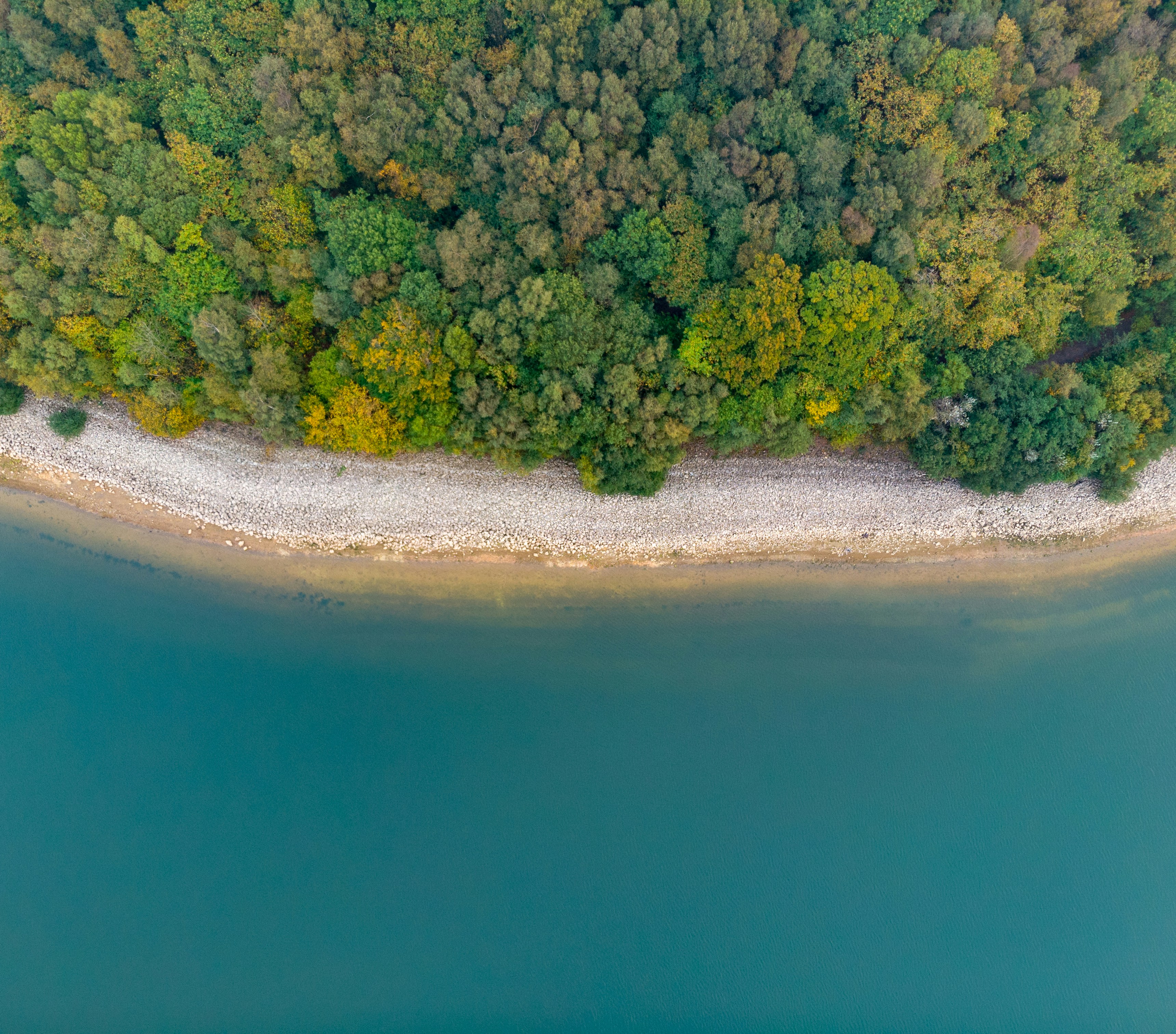 Aerial autumn view of Bone Lake