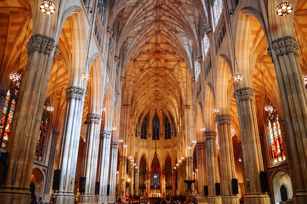 a large cathedral filled with lots of tall pillars