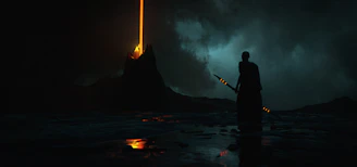 A dramatic scene depicting a paradoxical battle between a Norse god and a Romanian spirit under a twilight sky.