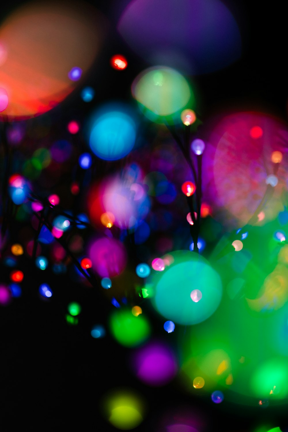 a close up of a bunch of colorful lights
