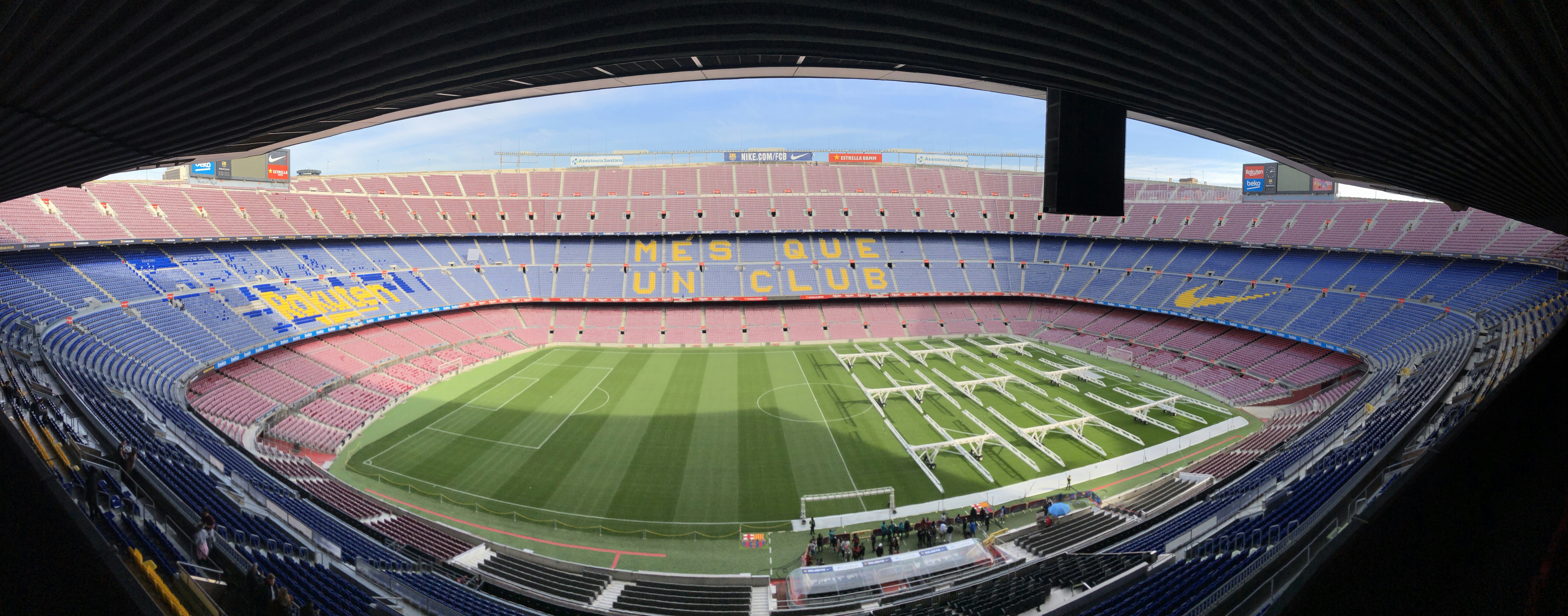 a view of a soccer stadium from inside the stadium